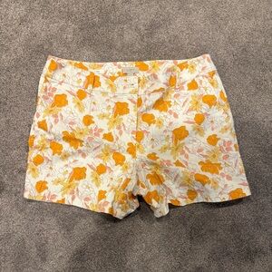 LOFT High Waist Floral Shorts - Mustard and Cream